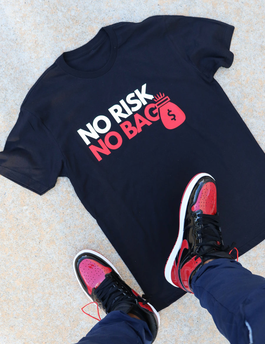 RISKY REWARDS “NO RISK NO BAG” COTTON BLACK/RED TEE