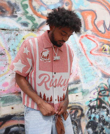 BOYS OF AMERICA HANDMADE TAPESTRY JACQUARD FABRIC WORK SHIRT PINK