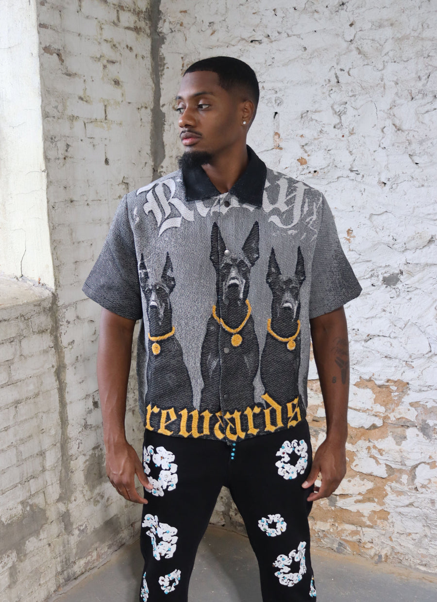 FOR THE DAWGS HANDMADE TAPESTRY JACQUARD FABRIC WORK SHIRT