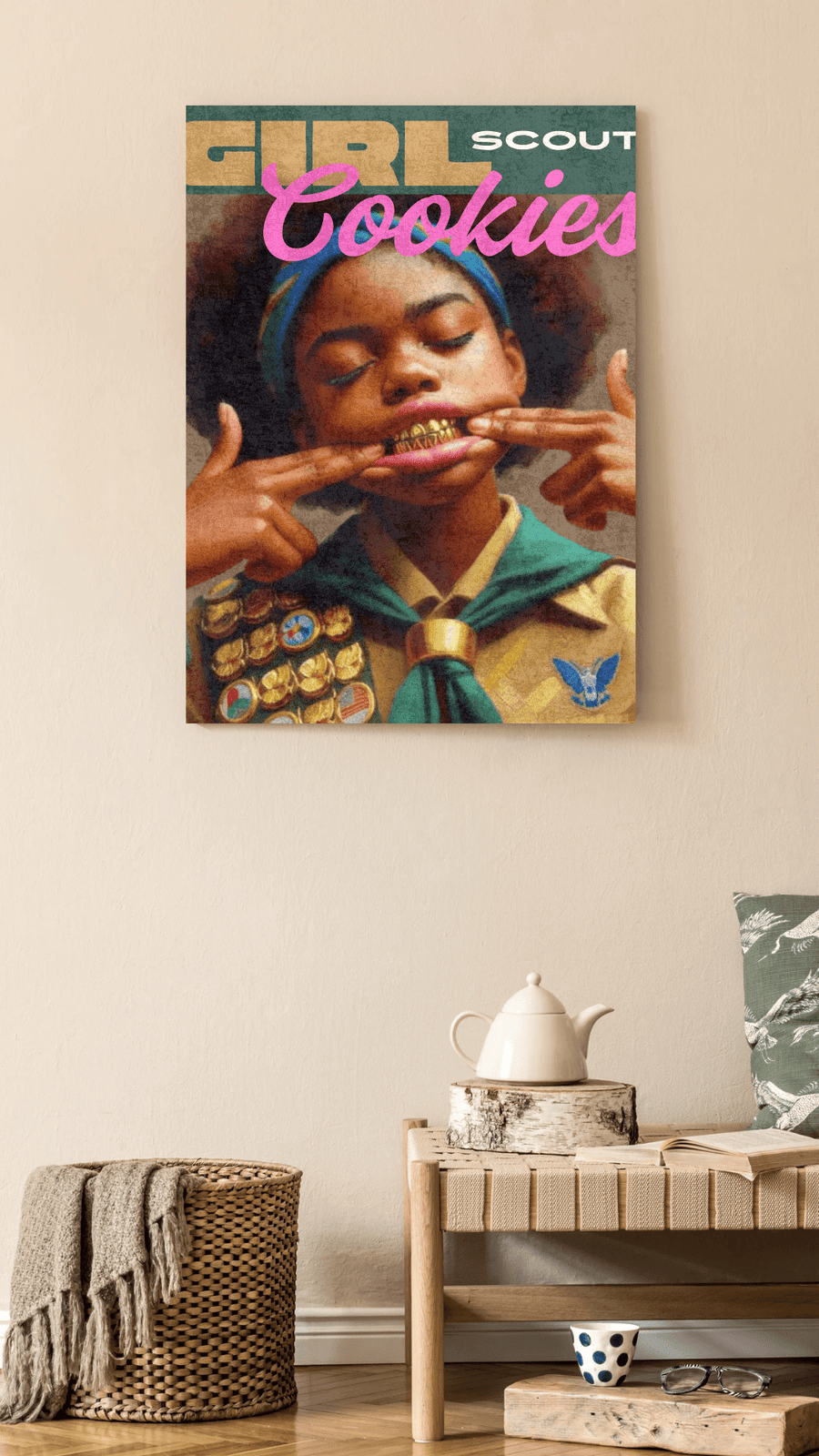 GIRL SCOUT COOKIES STRETCHED CANVAS WALL ART