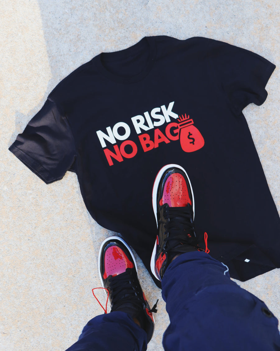 RISKY REWARDS “NO RISK NO BAG” COTTON BLACK/RED TEE