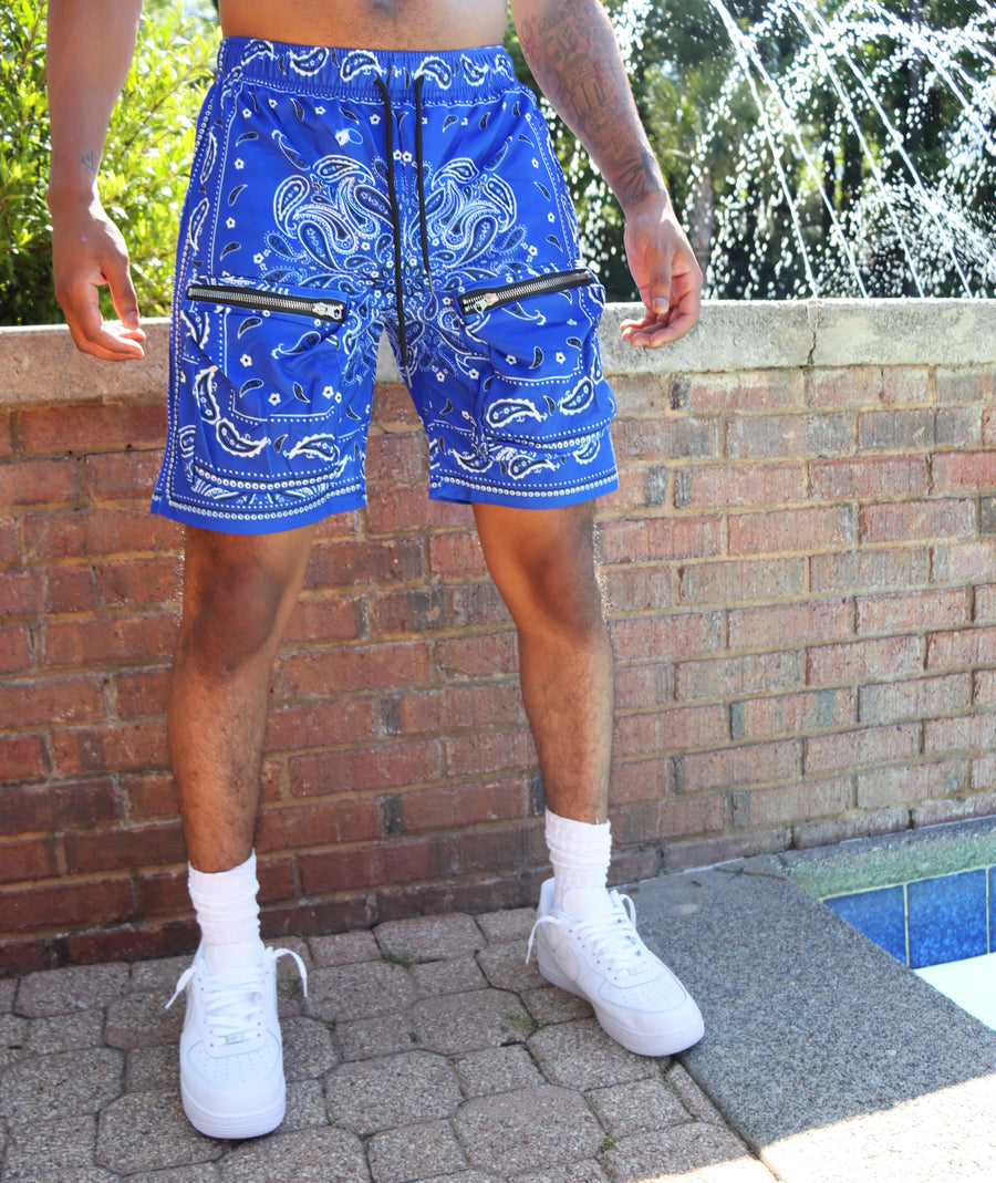 RISKY REWARDS CUSTOM BANDANA CARGO POCKET SHORTS