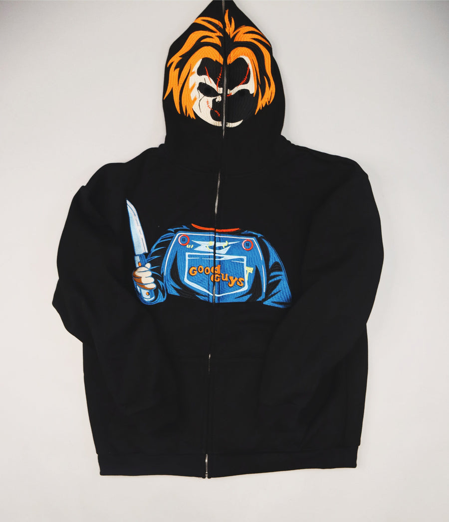 CHUCKY FULL ZIP EMBROIDERED COTTON HOODIE
