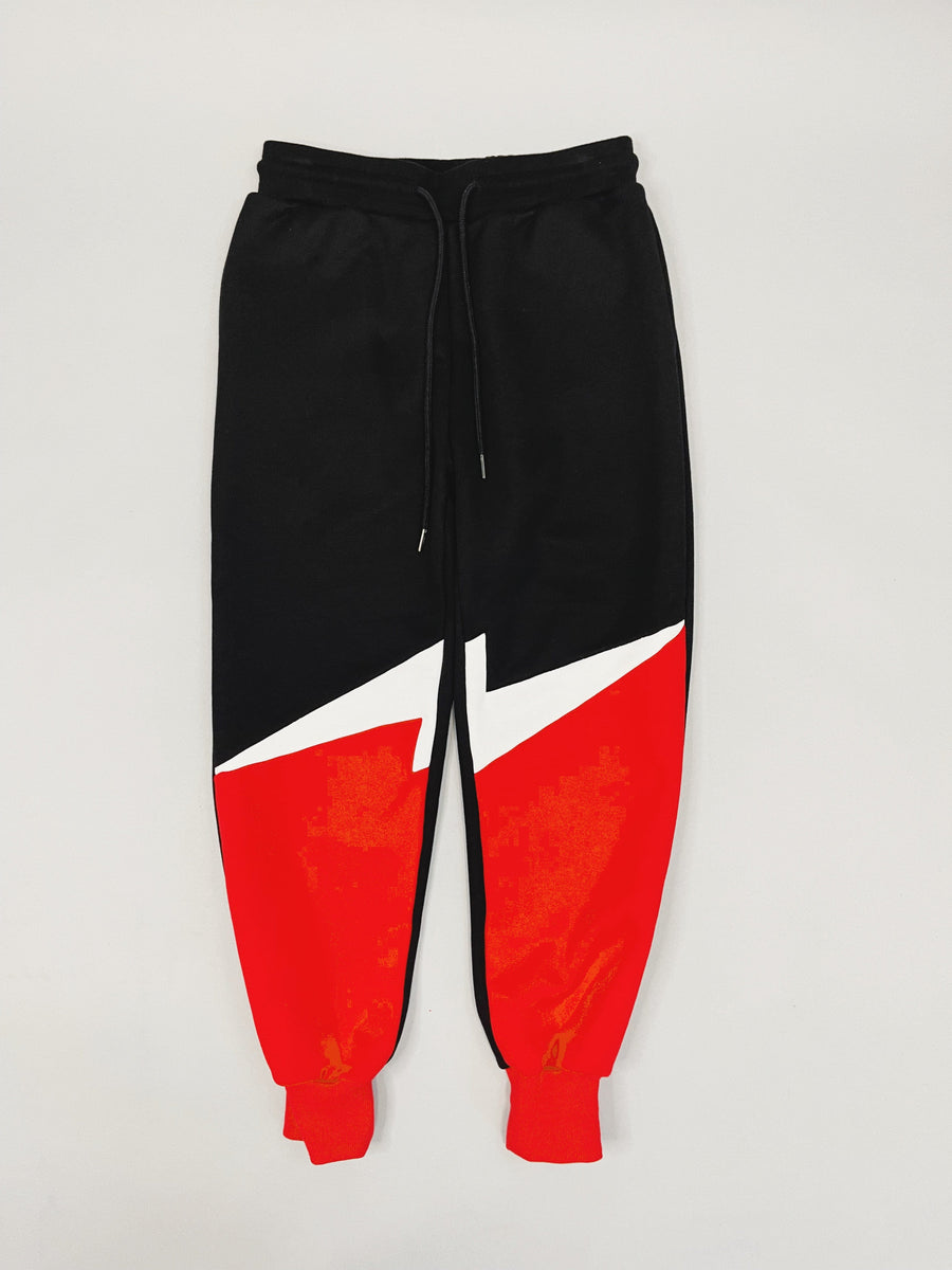 Bolt Red/Black Zippered Drawstring Hoodie Sweatpants Set